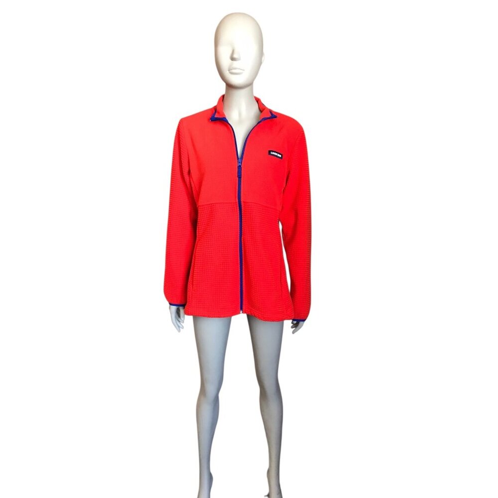 Lands’ End Orange and Blue Fleece Zip Up Jacket